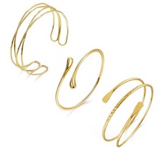 Gold Arm Cuff for Women Upper Arm Cuff Bracelet Set Adjustable Armband Bangle...