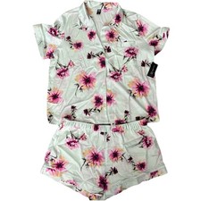 I.N.C International Concepts Women's XL Stretch Satin Pajama Set Ava Blooms