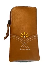 ILI Genuine Leather Phoenix Eyeglass Case In Antique Saddle