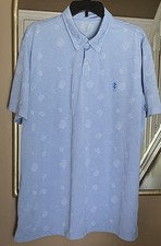 IZOD XL Golf Classic Polo Blue Pineapple All Over Print Size Stretchy Breathable
