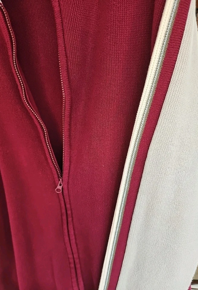 Joe Boxer Burgundy and Tan Color Block Zip Front Cardigan / Shacket, Size L - Image 3 of 4
