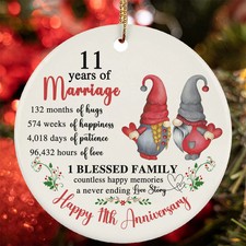 11 Years Of Marriage Ornament Happy 11th Anniversary Gnome Couple Christmas Gift