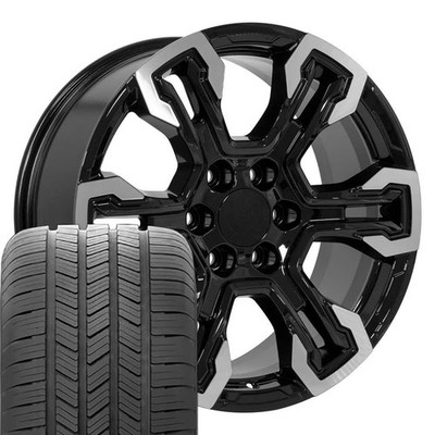 OE Wheels CV65 20x9 Black Wheels & Bridgestone Tires Set 6x139.7 26 ET
