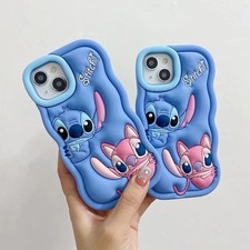 Custodia telefono silicone Lilo Stitch 3D Wave per iPhone 14 13 12 11 ProMax cover posteriore