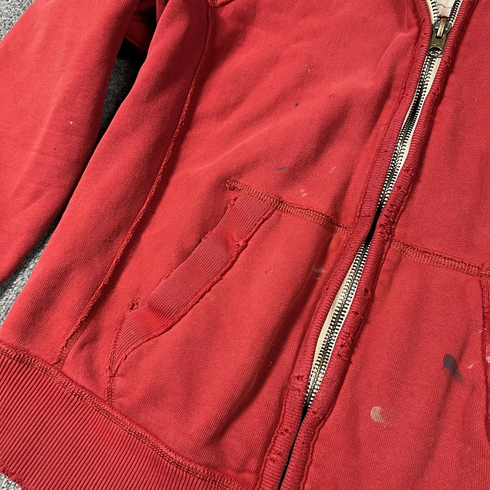 Sudadera con Capucha Abercrombie & Fitch Para Hombre Grande Roja Cremallera Completa Alce Envejecido Y2k Foto 3 de 4