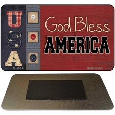God Bless America USA Novelty Metal Magnet M-2514 3.5" x 2" Magnet (M)