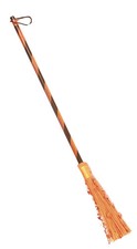 36-Inch Metallic Orange and Black Witch Broom Costume Prop Accessory