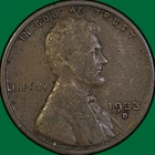 1933-D Lincoln Wheat Cent Fine F Coin #35836