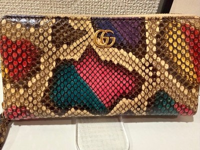 小物 Gucci Phyton Long Wallet Rank B Gucci GG Marmont Python Long Wallet Multicolor Snakeskin Rare From
