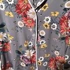 Room Service Gray Floral Button-Front Collared 3/4 Sleeve Pajama Set Women’s L/G — photo 3