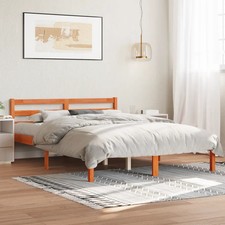 WALPLUS Wax Brown Bed Frame 120x190 cm Small Double Solid Wood Pine Mattress