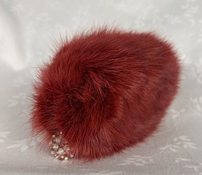 Polvere di Stelle Italian mink fur mini bag in red w/ Swarovski crystal zip pull