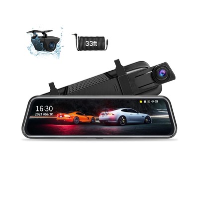 Upgraded 10'' Rear View Mirror Camera Mirror Dash Cam Front and Rear 1080P Ba...