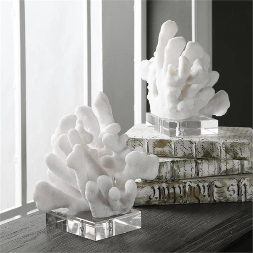 Uttermost Charbel Coastal Resin and Crystal Bookend in White (Set of 2) - Picture 2 of 4