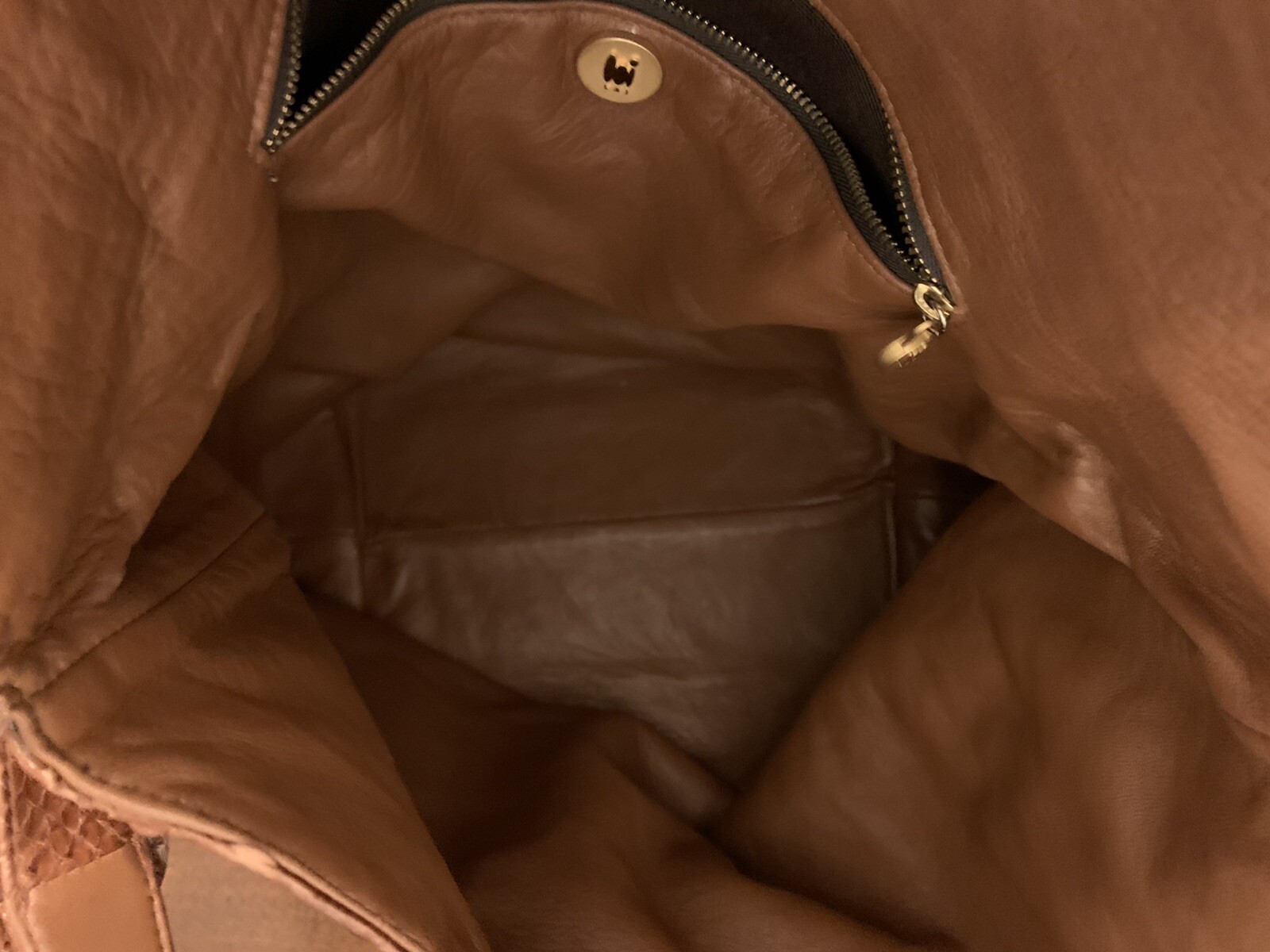 LAI Genuine Python Snakeskin Handbag Light Brown … - image 5