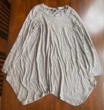 BDG URBAN OUTFITTERS GRAY SHARK BITE ASYMMETRICAL HEM TUNIC TOP WOMEN'S SIZE M