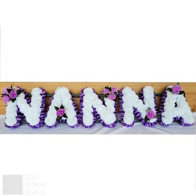 ELITE FLORAL DESIGN NANNA Funeral Flowers Artificial Tribute Wreath Silk Memorial Any 5 Letters