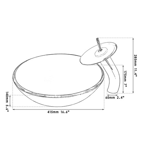 US Bathroom Round Glass Vessel Vanity Sink with Brass Faucet Tap Combo Set - Picture 3 of 9