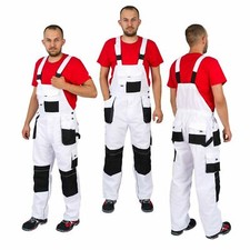 New BIB & BRACE Overalls Men Work Trousers Dungarees Grey and White for Painting