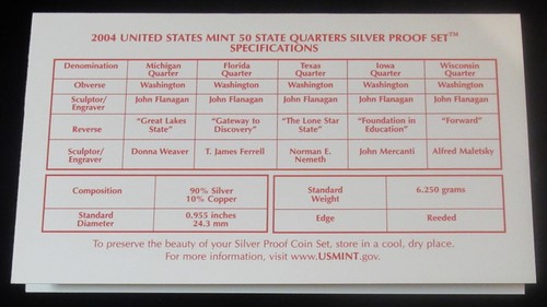 2004 5 Coin Quarters US Mint Silver Proof Set CoA in Original Box - Picture 4 of 5