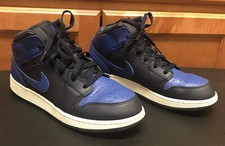Nike Air Jordan 1 Mid BG 554725-412 Black Blue Shoe Boys Size 7Y