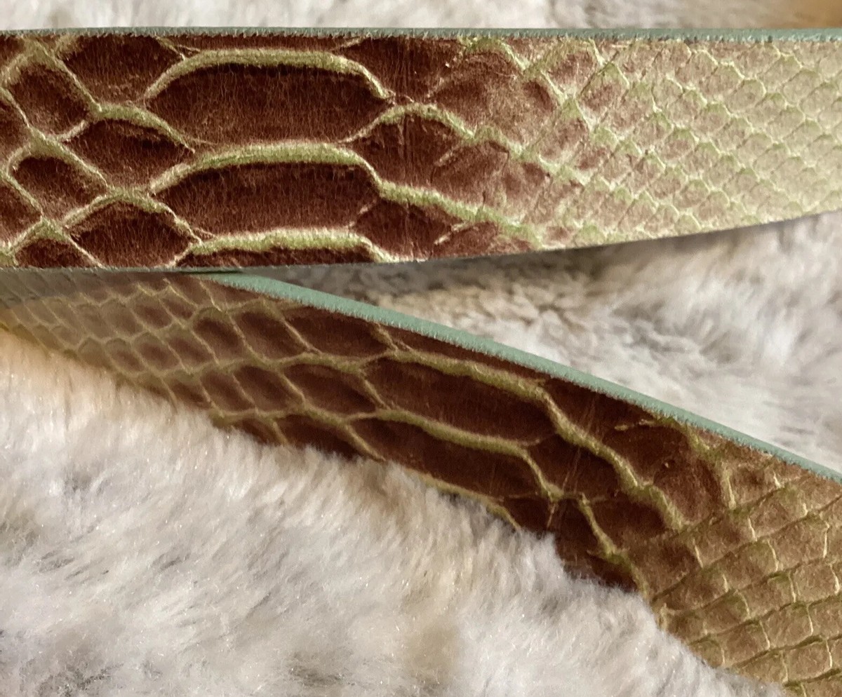 Vintage Garuglieri Leather Belt Italian Snake Print Chunky 