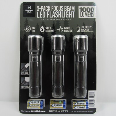 Member's Mark Focus Beam LED Flashlights 1000 Lumens, 3 Pack