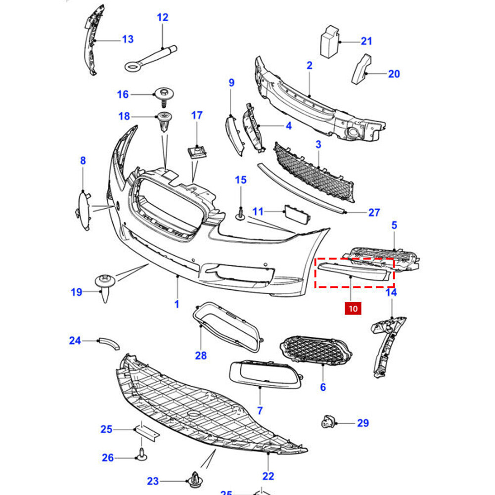Front Bumper Lower Grille Insert Cover Trim For Jaguar XF 20082011