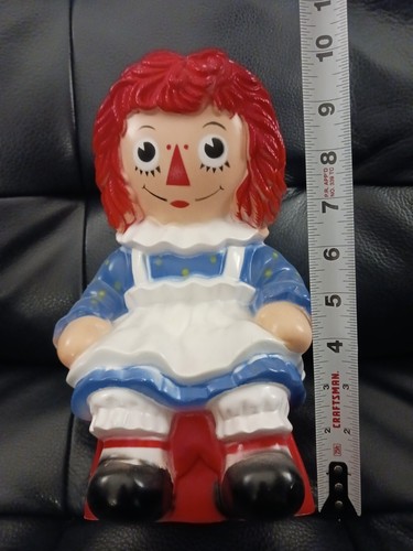 Vintage 1972 Raggedy Ann 11" Hard Plastic Piggy/Coin Bank, Bobbs Merrill Co - Picture 3 of 10