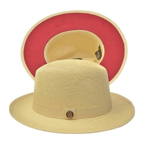 Red Bottom Natural Straw Fedora Hat | eBay