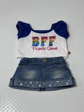 Build a Bear Outfit Shirt Jean Skirt BFF Best Friends Forever Sequins Rhinestone