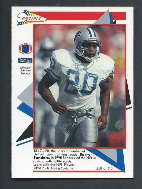 Barry Sanders 1991 Pacific Flash Card 50 HOF Detroit Lions EBay