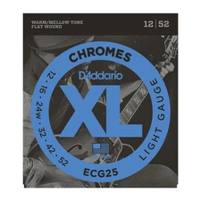 D'Addario ECG-25 XL Chromes Flat Wound Electric Guitar Strings 12-52 light