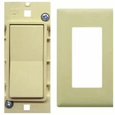 Pass & Seymour Mobile Home Almond Self-Contained Rocker Switch w/Snap On Plate