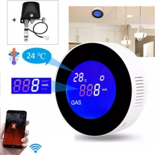 2x Wifi Smart Natural Gas Alarm Sensor Gas Leak Detector LCD Display + Valve