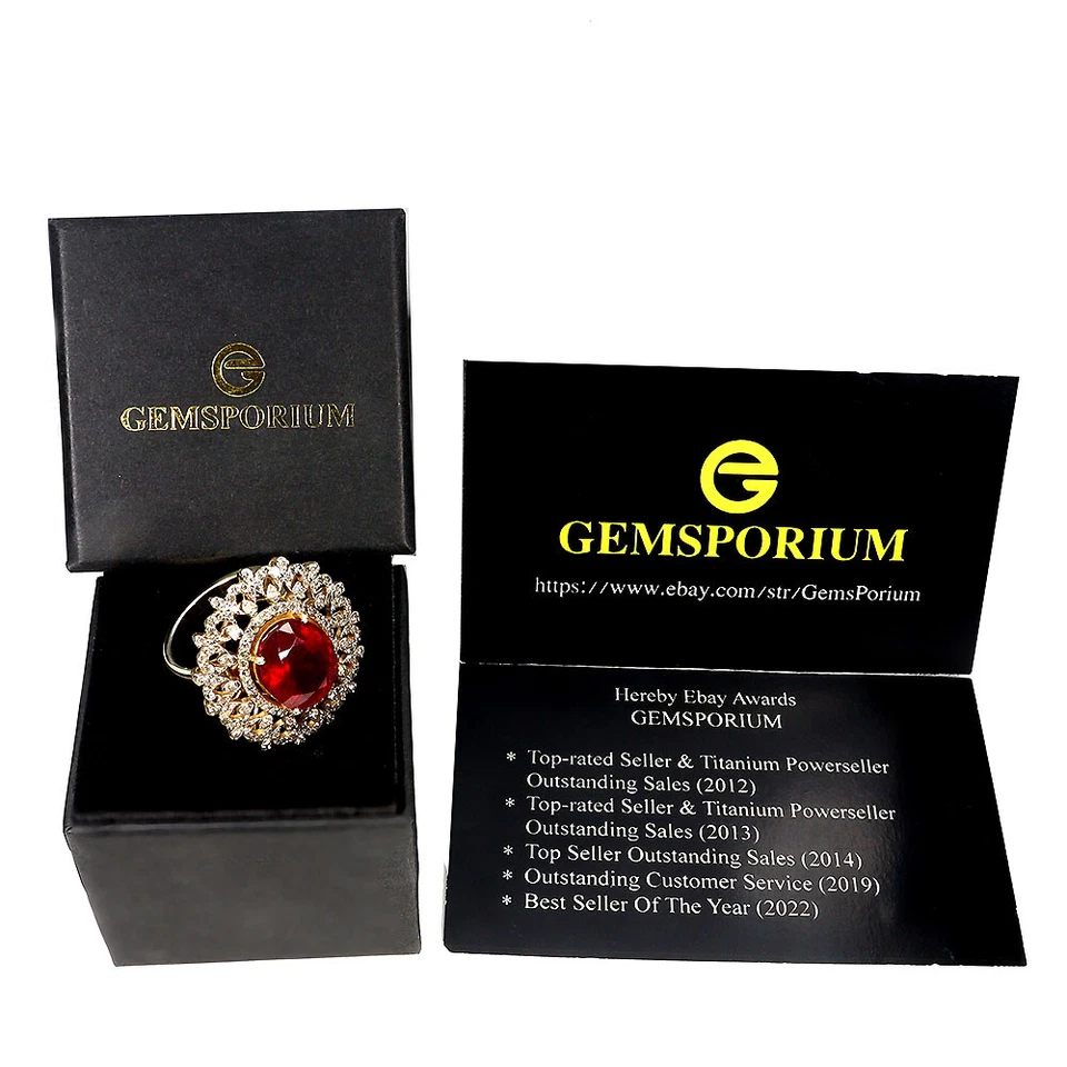 925 Sterling Silver Ring Oval Ruby 8.10ct Diamond Gemstone Jewelry Handmade Gift - Image 3 of 4