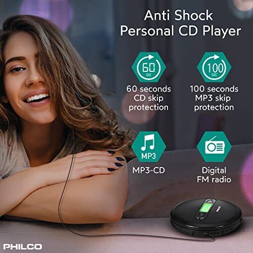 Personal CD Player with MP3 Playback, FM Radio & 60 Second Anti-Shock - Bild 3 von 8
