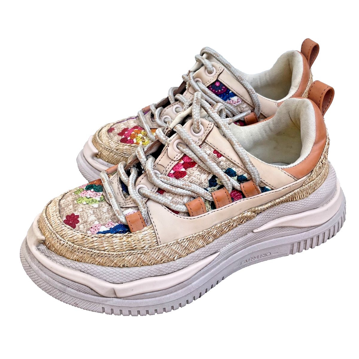 Farm Rio Crochet Bloom Platform Chuck Sole Shoes Womens US Fabric  Multicolor