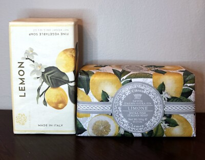 NIP Lot of 2 Bars LEMON Extra Fine Italian Bar Soap 10.5 oz Saponificio Alchimia
