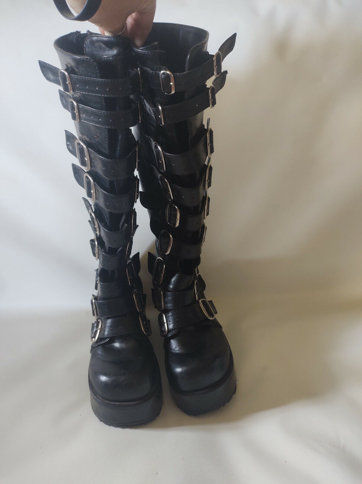 DEMONIA Platform Straps Buckles Boots knee high G… - image 3