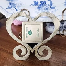 Darling Heart Shaped Gold White Metal Picture Frame