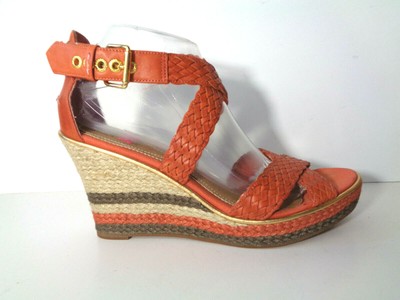 orange espadrille wedge sandal