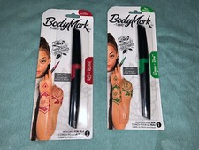 BIC BodyMark Temporary Skin Markers Lot of 2 Red Green Pens New