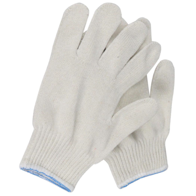 White Cotton Polyester Blend String Knit Work Gloves (6 PAIR