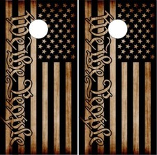 We The People Burnt Flag LAMINATED Cornhole Wrap Bag Toss Skin Decal Sticker