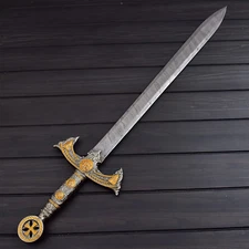The Knights Templar | Crusader Sword Custom Handmade Damascus Steel With Leather