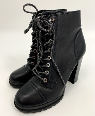 Aldo Marille High Heel Leather Combat Biker Boots Womens Size