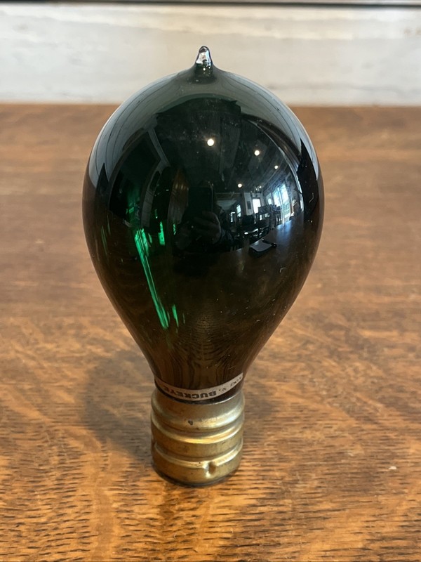 Antique Buckeye Gas Light Bulb Early 1900s Brass Base Green Vintage