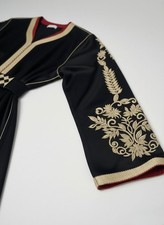 Handmade Black Kaftan Dress with Gold Embroidery
