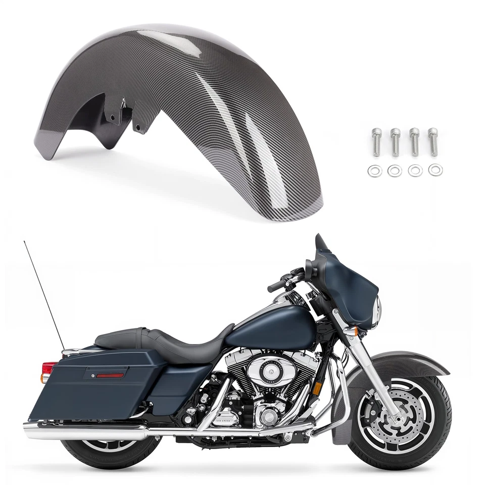 Guardabarros delantero ABS de fibra de carbono para Harley Davidson Street & Road Glide 1989-2013 Foto 3 de 4